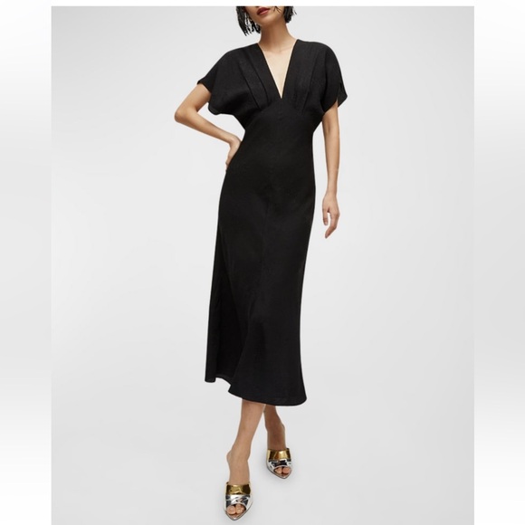 VERONICA BEARD Seymour Floral  100% Silk Maxi Midi Black Dress Size 4 New $698 - Picture 1 of 15